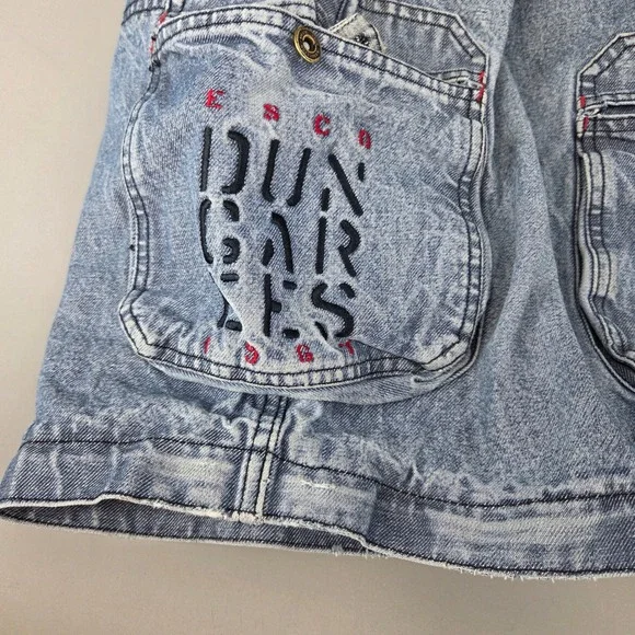 Esco Caballero Dungarees Cargo Shorts Mens 36 Blue Denim Y2K Hip Hop Streetwear - Picture 7 of 10